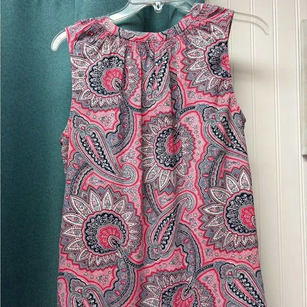 Talbots Paisley Pink Sleeveless Top Size M